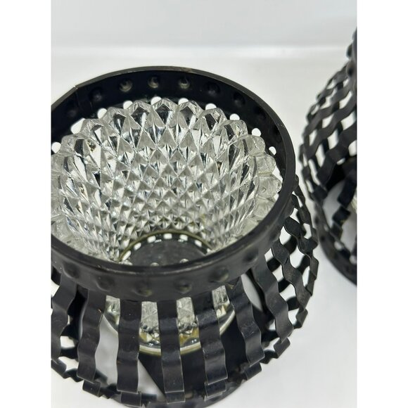 VTG 3.5″ Black Metal Cage Candle Holder – MCM Gothic-Style Clear Votive Accent - Picture 3 of 7